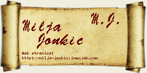 Milja Jonkić vizit kartica